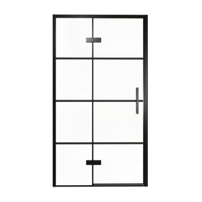Balmani Senses Design douche draaideur links 120 cm x 210 cm Lined glas, Zwarte profielen