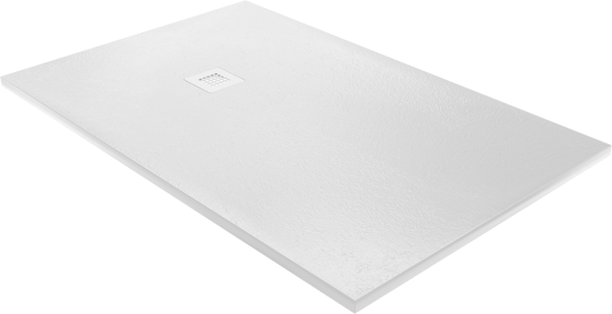 Balmani Vega douchebak 140 x 90 cm composietmarmer mat wit leisteenstructuur