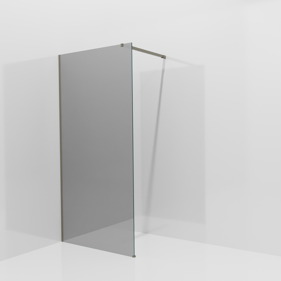 Balmani Modular douche à l'italienne: 100 x 200 cm, Verre miroir reflex, Profil Gris pierre