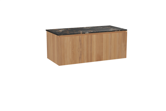 Balmani Idra meuble salle de bains suspendu 120 x 55 cm teck avec Stretto tablette simple en marbre portoro gold