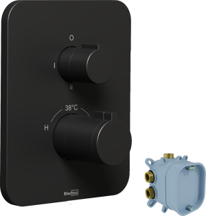 Blaufoss Smartbox Softline thermostatische inbouw douchekraan 2 functies mat zwart incl. inbouwelement