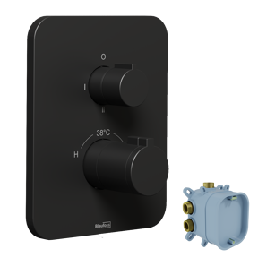 Blaufoss Smartbox Softline Thermostat-Duscharmatur: Unterputz, für 2 Verbraucher, Schwarz matt, Einbauelement inklusive