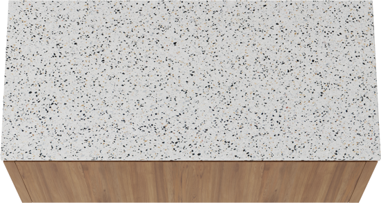 Balmani Eclips meuble salle de bains suspendu 120 x 55 cm Teck avec Stretto tablette simple ou double en Bianco Nero Terrazzo