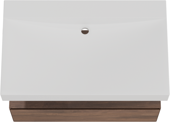 Balmani Mitra Elements meuble salle de bains suspendu 90 x 55 cm noyer américain avec Wave plan simple en solid surface blanc mat