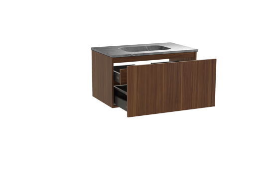 Balmani Sfera meuble salle de bains suspendu 90 x 55 cm noyer américain avec Tablo Arcato plan simple en marbre pietra grey