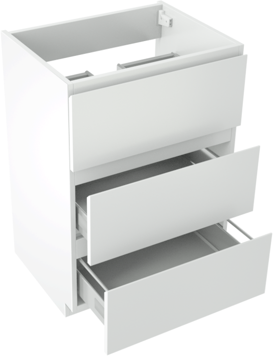 Storke Delta staande wastafelonderkast 60 x 48 cm mat wit 3 lades