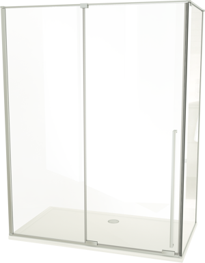 Luca Varess Stilus paroi de douche avec porte coulissante et paroi latérale fixe 160 x 90 cm verre transparent profil chrome brillant