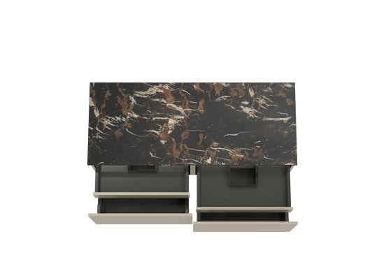 Balmani Sfera meuble salle de bains suspendu 135 x 55 cm dune avec Stretto tablette simple ou double en marbre portoro gold