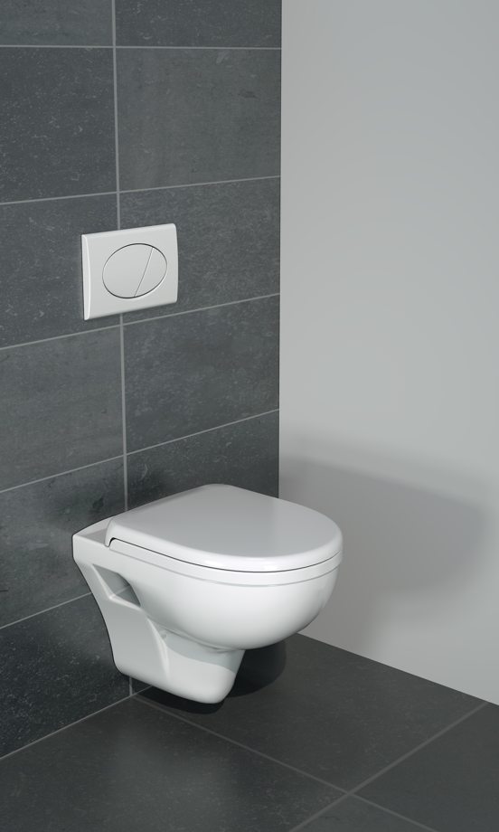 Linie Enzo Hänge WC: Weiß glänzend, offener Spülrand, inkl. Luxus WC Sitz und Isoliermatte