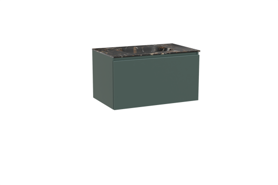 Balmani Sfera hängendes Möbelstück Set: 90 x 55 cm, Forest, mit Tablo Arcato Einzelwaschtisch, Marmor Portoro Gold