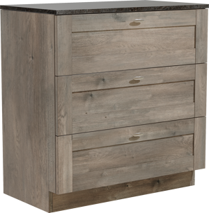 Linie Classo staand badkamermeubel 80 x 46 cm grijze eik met Lado enkel tablet in melamine leisteen grijs