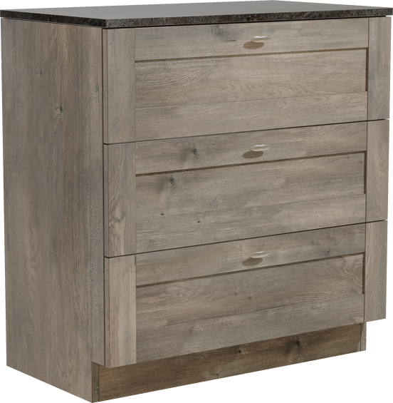 Linie Classo meuble salle de bains à poser 80 x 46 cm chêne gris avec Lado tablette simple en mélaminé ardoise gris