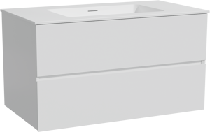 Storke Edge meuble salle de bains suspendu 95 x 52 cm blanc mat avec Mata plan simple en solid surface blanc mat