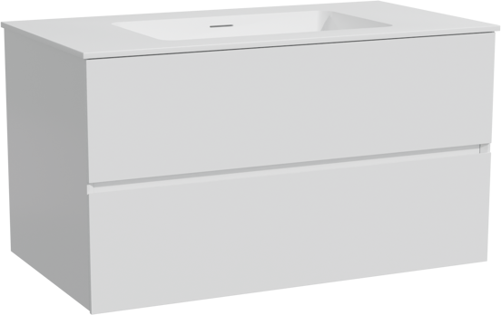 Storke Edge meuble salle de bains suspendu 95 x 52 cm blanc mat avec Mata plan simple en solid surface blanc mat