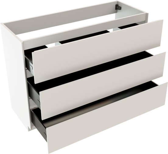 Storke Edge staande wastafelonderkast 120 x 46 cm mat wit 3 lades 2 sifonuitsparingen