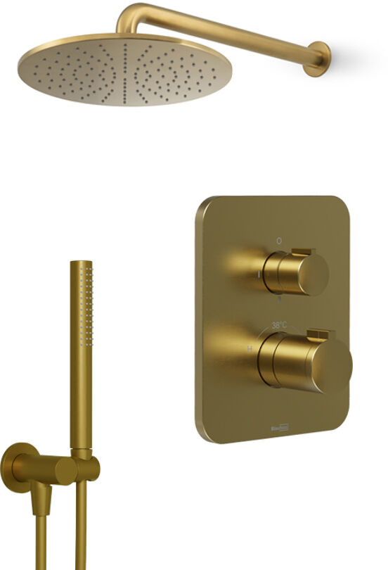 Blaufoss Smartbox Softline inbouw regendoucheset thermostatische kraan brushed gold