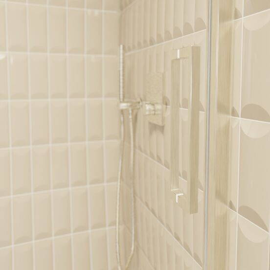 Balmani Senses Design douche schuifdeur omkeerbaar 180 cm x 210 cm Helder glas, Brushed CoolMetal profielen