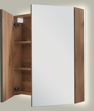 Linie Montro armoire de toilette lumineuse 70 x 75 cm chêne brun