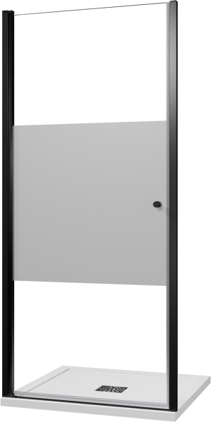 Luca Varess Kuresa porte pivotante 95 x 200 cm verre transparent avec bande mate profil noir mat