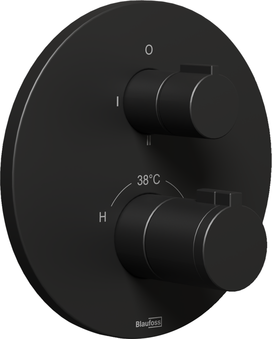 Blaufoss Smartbox Round Thermostat-Duscharmatur: Unterputz, für 2 Verbraucher, Schwarz matt, Einbauelement inklusive