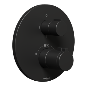 Blaufoss Smartbox Round Thermostat-Duscharmatur: Unterputz, für 2 Verbraucher, Schwarz matt, Einbauelement inklusive