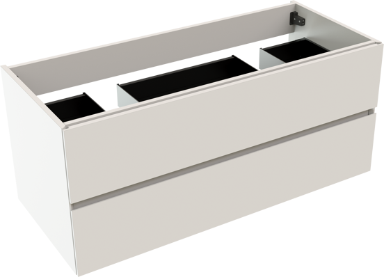 Storke Edge zwevende wastafelonderkast 120 x 52 cm mat wit 2 lades 2 sifonuitsparingen