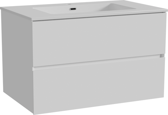 Storke Edge meuble salle de bains suspendu 85 x 52 cm blanc brillant avec Diva plan simple en marbre composite blanc brillant