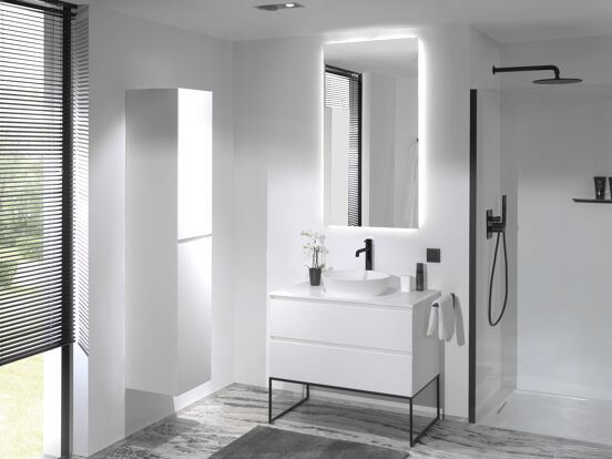 Balmani Mitra meuble sous-lavabo suspendu 90 x 55 cm blanc mat 2 tiroirs