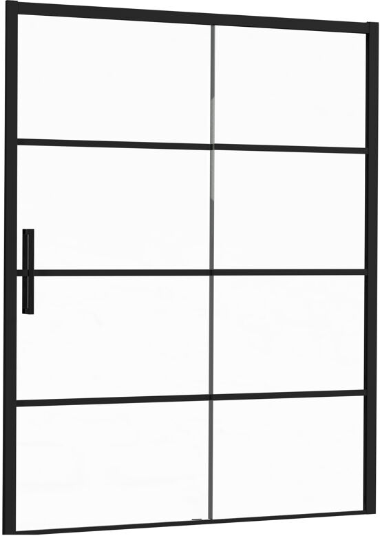 Luca Varess Senses rechtse schuifdeur met vaste wand - voor douchehoek - 160 cm Lined glas mat zwart profiel