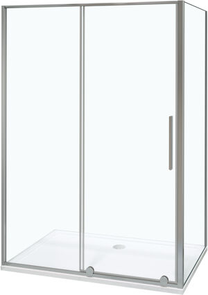 Luca Varess Morano paroi d'angle avec porte coulissante et paroi latérale fixe 90 x 140 cm verre transparent profil chrome brillant