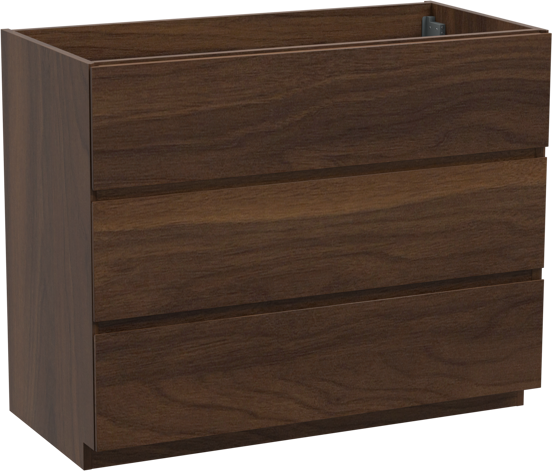 Storke Edge stehender Waschbeckenunterschrank: 105 x 52 cm, Nussbaum, 3 Schubladen