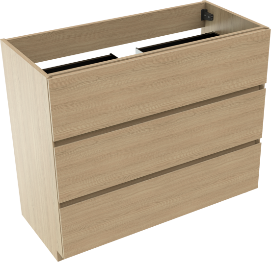 Storke Edge stehender Bad-Unterschrank 100 x 46 cm Eiche natur 3 Schubladen