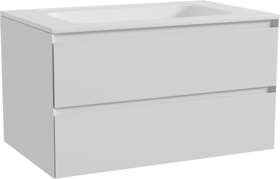 Balmani Mitra meuble salle de bains suspendu 90 x 55 cm blanc mat avec Tablo Strada plan simple en marbre composite blanc mat