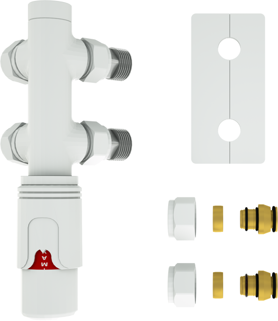 Vipera Lungo thermostatische radiatorkraan 90° haakse aansluiting glanzend wit