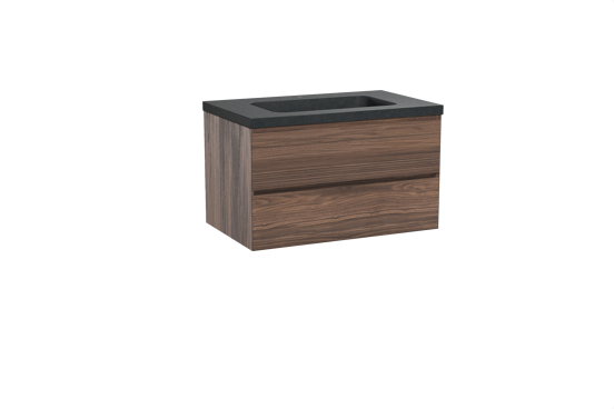 Balmani Mitra meuble salle de bains suspendu 90 x 55 cm noyer avec Napoli plan simple en granit noir