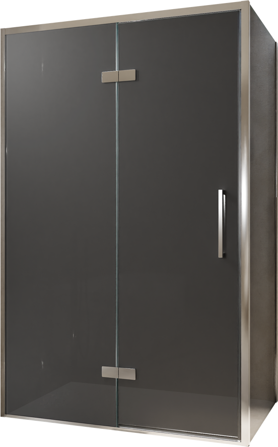 Balmani Senses Design douchehoek met linkse draaideur en vaste zijwand, 120 x 90 cm, Rookglas, Chroom profielen, met coating