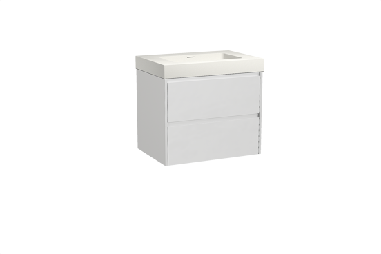 Storke Seda zwevend badkamermeubel 75 x 52 cm mat wit met Mata High enkele wastafel in solid surface mat wit