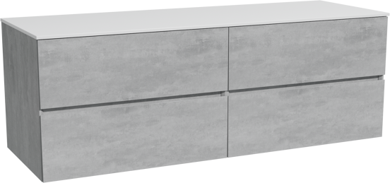 Storke Edge zwevend badmeubel 150 x 52 cm beton donkergrijs met Tavola enkel of dubbel wastafelblad in solid surface mat wit