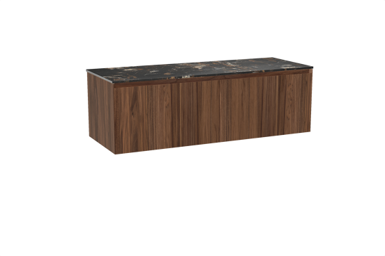 Balmani Idra meuble salle de bains suspendu 150 x 55 cm noyer avec Stretto tablette simple ou double en marbre portoro gold