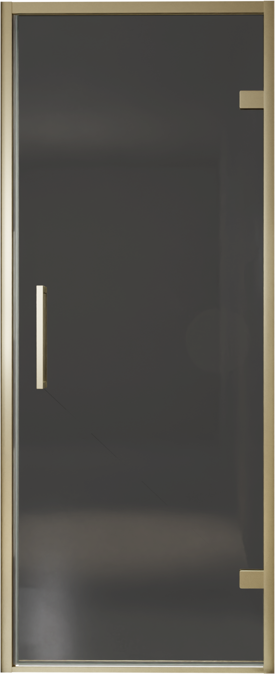 Balmani Senses Design douche draaideur rechts 90 cm x 210 cm Rookglas, Brushed Champagne Gold profielen, met coating