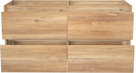 Storke Seda hängender Waschbeckenunterschrank: 130 x 52 cm, Eiche rustikal, 4 Schubladen