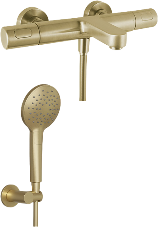 Blaufoss Apollo Robinet de baignoire mural brushed champagne gold set douchette incl.