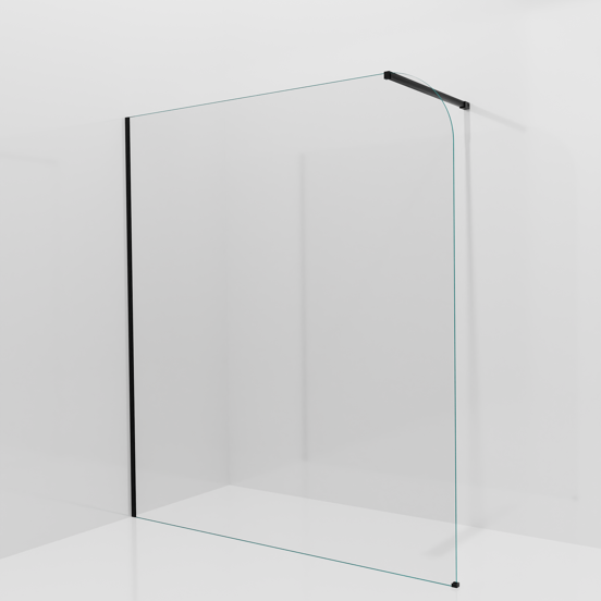 Balmani Modular Walk-In Dusche: 180 x 200 cm, Klarglas abgerundet, inklusive Coating, Profil Schwarz matt