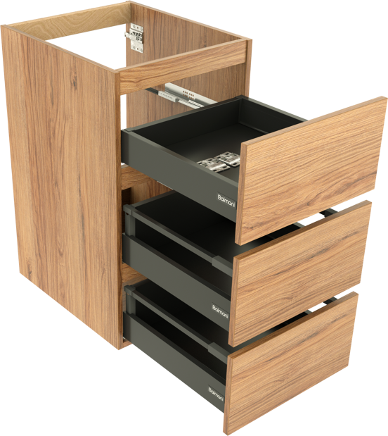 Balmani Lucida staande wastafelonderkast 45 x 55 cm teak 3 lades