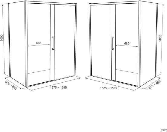 Luca Varess Senses paroi de douche avec porte coulissante et paroi latérale fixe 90 x 160 cm verre transparent profil noir mat