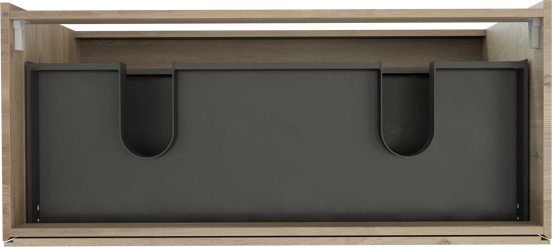 Storke Edge meuble sous-vasque a poser 120 x 52 cm chêne brut 3 tiroirs 2 découpés de siphon