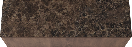 Balmani Eclips hängendes Möbelstück Set: 180 x 55 cm, Amerikanischer Nussbaum, mit Stretto Einzel- oder Doppel Waschtischplatte Marmor Dark Emperador