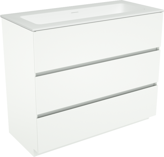 Storke Edge staand badkamermeubel 100 x 46 cm mat wit met Mata enkele wastafel in solid surface mat wit
