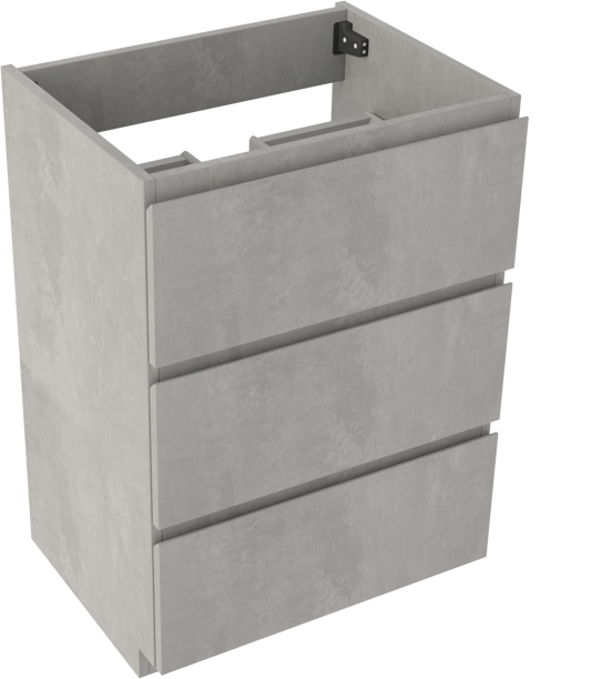 Storke Delta meuble sous-lavabo a poser 60 x 48 cm béton gris foncé 3 tiroirs