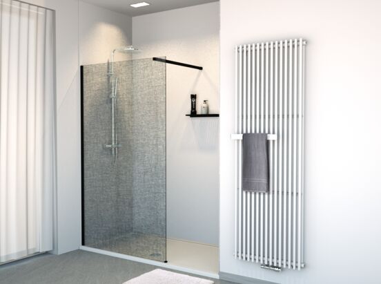 Balmani BMSS nisdouche 120 x 200 cm linnen zwart glas mat zwart profiel